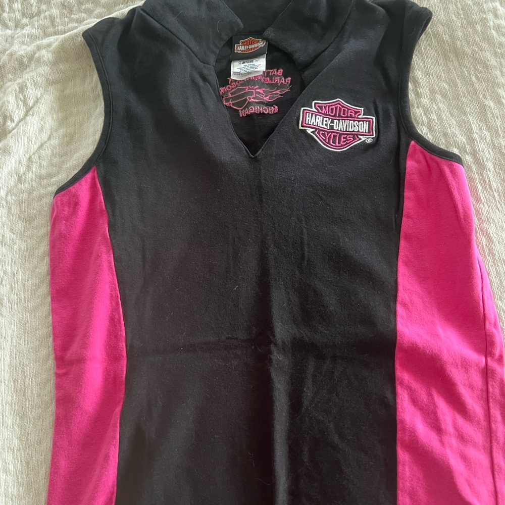 Harley-Davidson Black and Pink Sleeveless Top